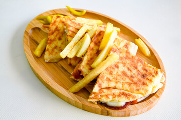Turkish karisik atom  tost ( kasarli bazlama tost) . Sucuklu, Kasarli, kavurmali karisik tost. Flat baked bread toasted