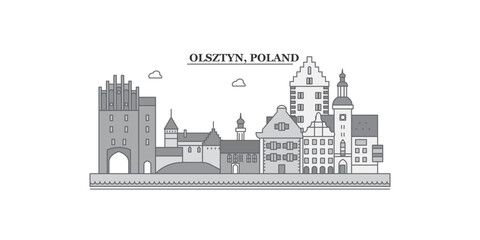 Poland, Olsztyn city skyline isolated vector illustration, icons - obrazy, fototapety, plakaty