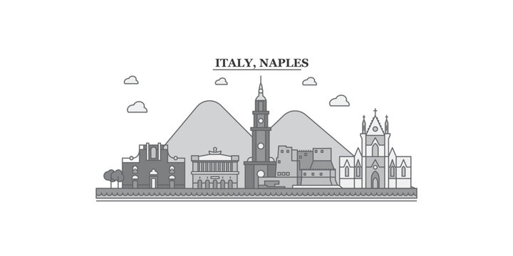 Italy, Naples city skyline isolated vector illustration, icons
