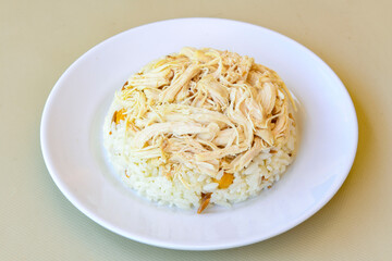 Traditional delicious Turkish food; Turkish style rice pilaf (Turkish name; Arpa sehriyeli. tavuklu, kuru fasulyeli, kavurmali pirinc pilavi)