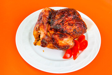 Chicken wings barbeque in a dish with BBQ grill sauce . Izgara tavuk kelebek sis kanat. Tavuk sis, gogus.