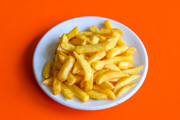 French fries Snack food crispy potato . Fast food or  snacks concept. Patates cips.