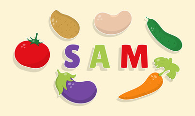 Vegetable puzzle flat illustration. Logic Puzzle for kids. Vector illustration concept