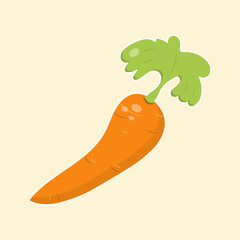 Carrot in cartoon style. Cute fruit. Vector illustration concept