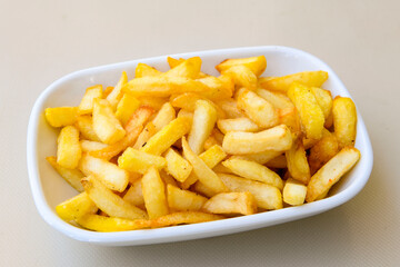 French fries Snack food crispy potato . Fast food or  snacks concept. Patates cips.