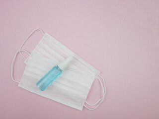   Surgical mask and hand sanitizer gel for prevention of coronavirus corona virus, hand hygiene...