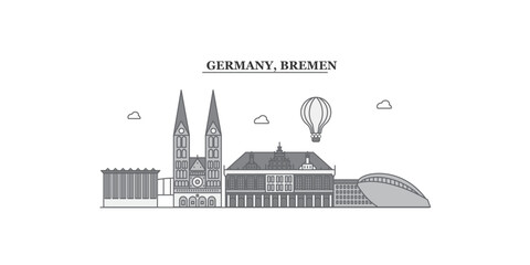 Germany, Bremen city skyline isolated vector illustration, icons - obrazy, fototapety, plakaty