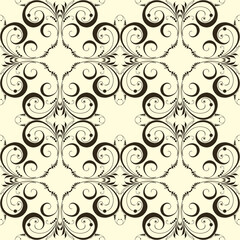 Seamless background of decorative geometrical elements from tendrils and leaves