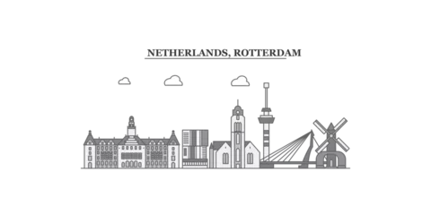 Cercles muraux Rotterdam Netherlands, Rotterdam city skyline isolated vector illustration, icons