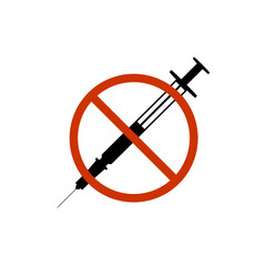 Anti Vaccine No Vaccination Sign Symbol Vector Illustration Isolated on White