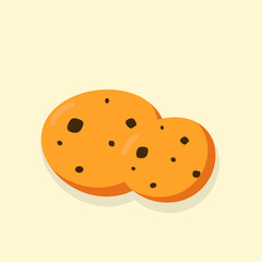 Simple two chocolate cookies icon vector isolated in flat design. Vector illustration