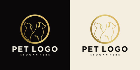 pet logo design with creative element dog and cat