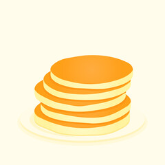 Simple pancakes on plate in flat design. Baking, breakfast concept. Vector illustration