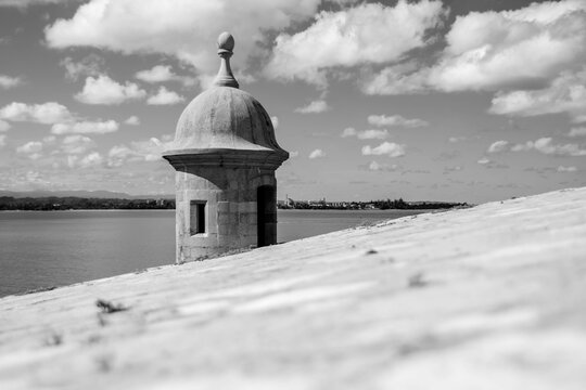 Pictures of Old San Juan, Puerto Rico. Tourists landmarks. Garitas and the Totem