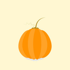 Simple orange pumpkin Isolated. Flat design. Halloween, autumn fall. Vector illustration EPS10