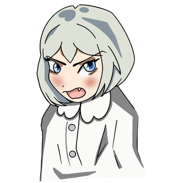 cute beautiful anime girl angry anime illustration