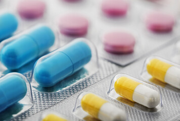 Pills in plastic package. Concept of healthcare and medicine.