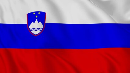 Republic of Slovenia realistic waving flag. smooth seamless loop 4k video
