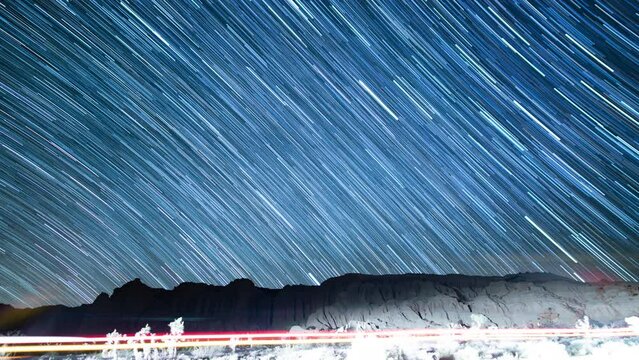 Startrails Rock Formation Desert Canyon Astrophotography Time Lapse
