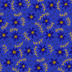 Creative universal art background in doodle style. Colorful pattern of flowers. Vector illustration. Trendy graphic design for banner, poster, card, cover, invitation, placard, brochure.