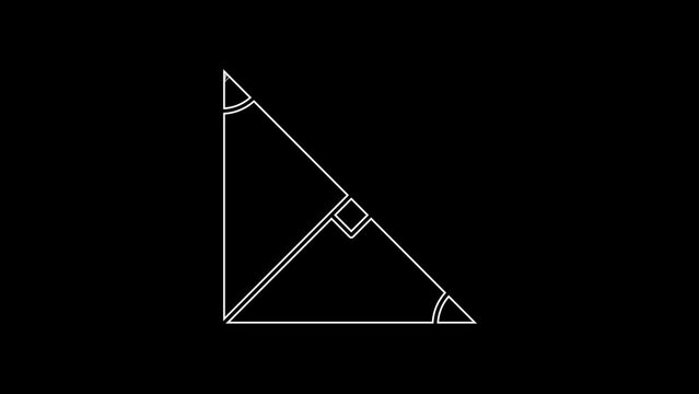 White line Angle bisector of a triangle icon isolated on black background. 4K Video motion graphic animation