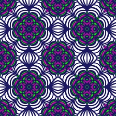 Seamless pattern flower with mandala, vintage decorative elements, vintage decorative elements illustration, Ethnic mandala with colorful tribal ornaments