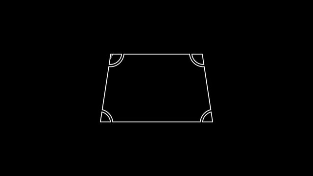 White line Acute trapezoid shape icon isolated on black background. 4K Video motion graphic animation