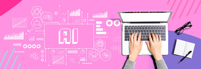 AI theme with person using a laptop computer