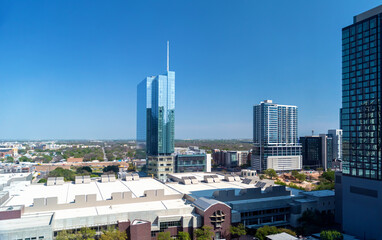 Aerial view of downtown Austin Texas buildings