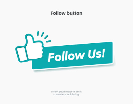 Follow us sticker button label badge flag sign symbol for mobile app, website, UI UX, promotion. High quality vector illustration EPS10
