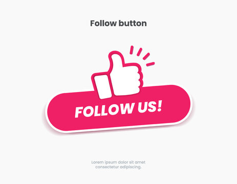 Follow us sticker button label badge flag sign symbol for mobile app, website, UI UX, promotion. High quality vector illustration EPS10