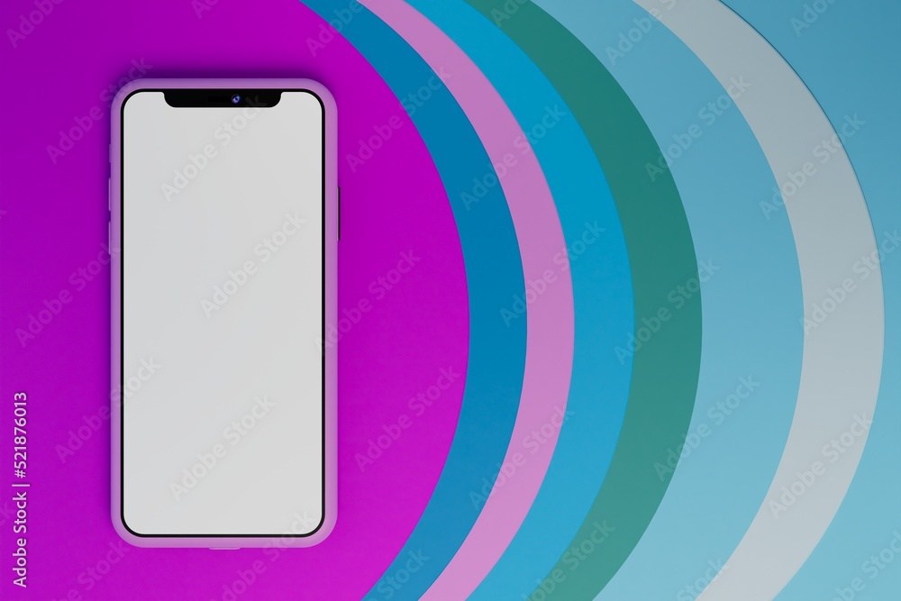 Poster abstract background of colorful circles superimposed on each other. smartphone on an abstract backgr