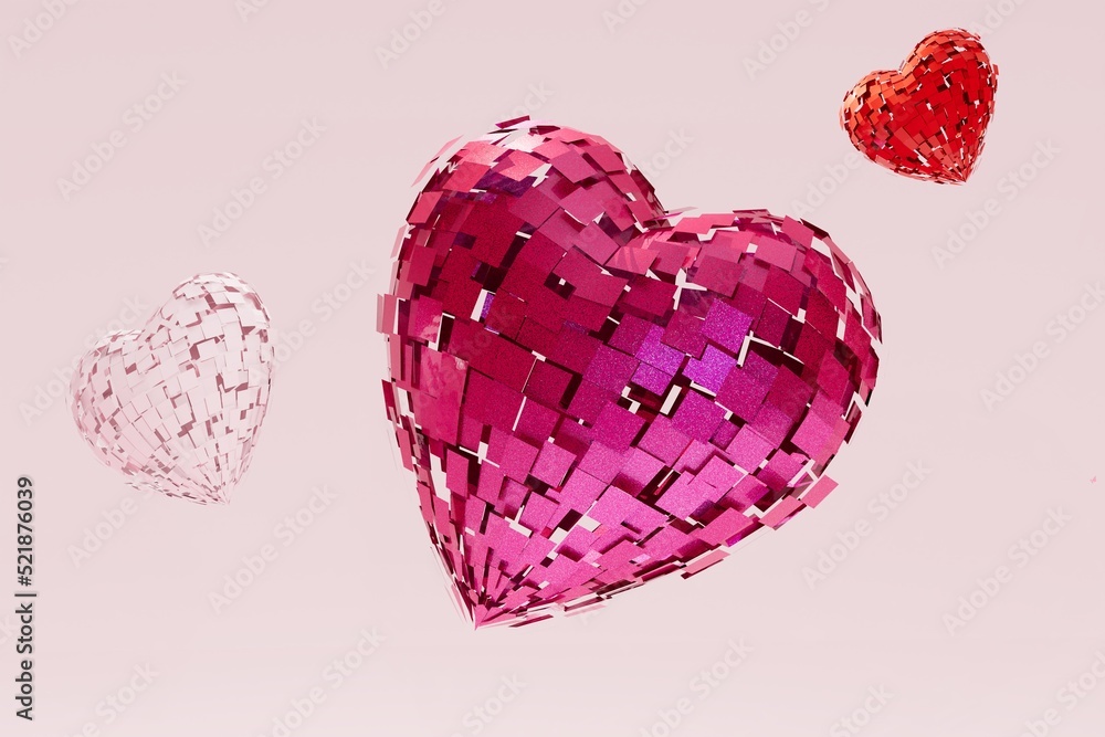 Aufkleber valentine's day. declaration of love. abstract background. hearts of different sizes and colors cons