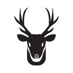 Jungle deer stag head icon | Black Vector illustration |