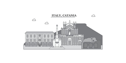 Italy, Catania city skyline isolated vector illustration, icons