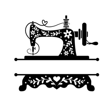 Premium Vector | Sewing machine logo design emblem. vintage sewing machine  icon concept wrapped in coat of arms, for