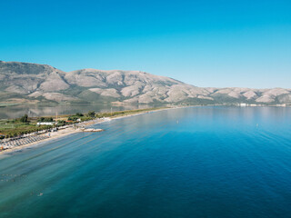 Adriatic sea coastline top view near Orikum, Albania