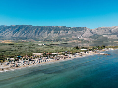 Adriatic Sea Coastline Top View Near Orikum, Albania