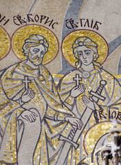 Fototapeta na wymiar Mosaic icon of the Holy Martyrs Boris and Gleb