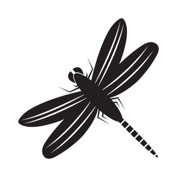 Natural wildlife giant dragonfly icon | Black Vector illustration |