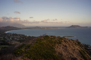 sunset hike over the sea