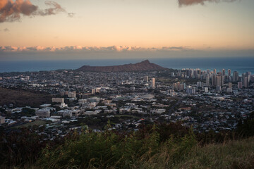 sunset over the city
