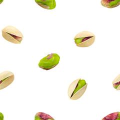 Pistachio isolated on white background, SEAMLESS