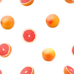 Grapefruit isolated on white background, SEAMLESS, PATTERN