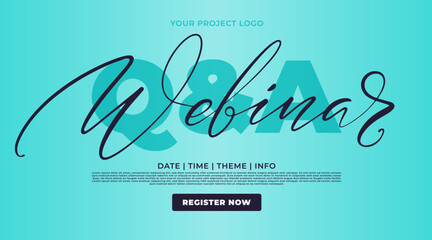 Webinar web banner or social media horizontal banner design. Q and A webinar invitation or live conference banner design, seminar or social web banner.