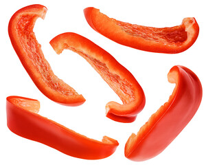 sweet pepper slice, paprika, isolated on white background, clipping path, full depth of field