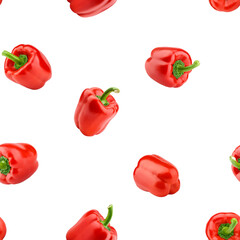 sweet red Pepper, paprika isolated on white background, SEAMLESS, PATTERN