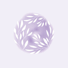 Watercolor round leaves branches vector doodle wreath.