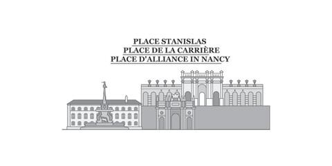 France, Nancy city skyline isolated vector illustration, icons - obrazy, fototapety, plakaty