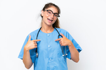 Young nurse doctor woman isolated on white background proud and self-satisfied